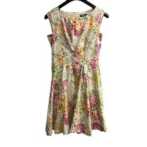 Wanko Dress Womens 36 US 6 Colorful All Over Floral Fit Flare Feminine Church